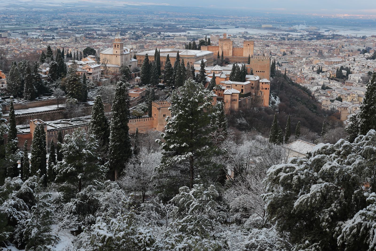 Cuando la nieve es protagonista en la Alhambra