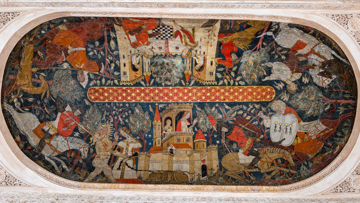 La restauración de las bóvedas con pintura sobre piel de la Sala de los Reyes